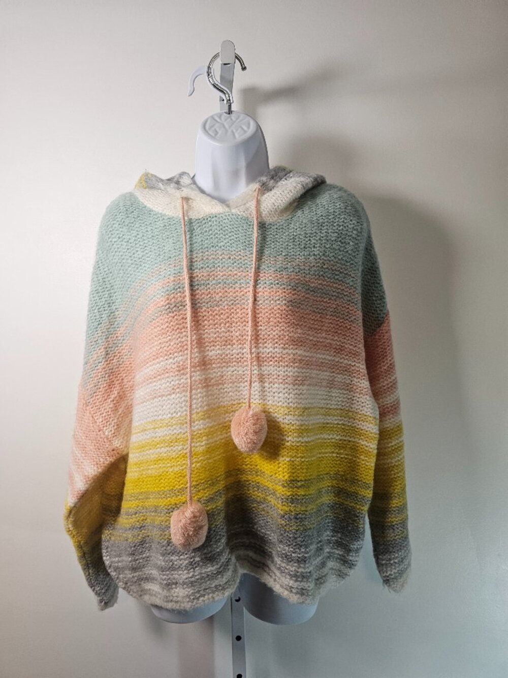 Cupcake Sweater Hooded Stripes Boho Knit Pullover M